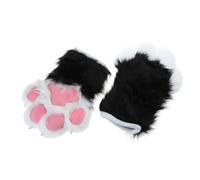 Gants Patte De Loup Mitaines en Fausse Fourrure Hiver Chaud Animal Ours Cosplays Accessoires De Costume De Fête d'halloween pour Adultes Gants Patte d'animal Adulte