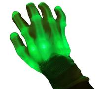 Gants phosphorescents à LED pour Halloween - Gants fantaisie clignotants 6 modes en nylon, Vert, taille unique