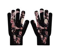 Gants Pour Écran Tactile - Gants Extensibles Tricotés Imprimé Lune Rose,Gants De Travail Pour Hommes Imprimé Floral Swing,Gants Tricotés D'Extérieur,Gants Amusants Et Doux Pour La Peau,Coupe-Vent