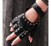 Gants pour femmes en PU rivet noir Y2K à cinq doigts Taille UniqueUnicolorePolyuréthane