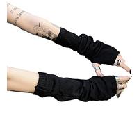 Gants pour femmes Goth Arm Sleeve Cool Black Moon Cross Imprimé Manchettes Hip Hop (Solid black)