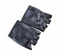 Gants punk - Moufles de motard gothiques noires en cuir synthétique, accessoires de mode respirants, équipement de performance de danse de rue | Accessoire de tenue demi-doigt pour cyclisme, gym