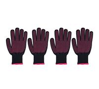 Gants résistants à la chaleur, 4 pièces, mitaines Anti-brûlure résistantes aux hautes températures avec bosses en Silicone (Bordure rose rouge en silicone double face rose rouge)