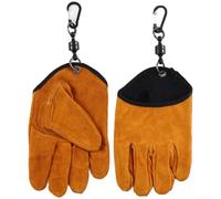 Gants résistants à la chaleur en cuir de vachette avec aimant à suspendre, résistants au feu jusqu'à 200 °C, isolation épaisse pour le camping et la cuisine en plein air, retrait rapide, kaki (kaki)
