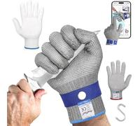 Gants résistants aux coupures, en acier inoxydable et maille métallique pour cuisine, homme et femme, gants à huître, gants Metzger, plus gants intérieurs L, 1 pièce