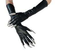 Gants Réutilisables en Cuir Synthétique avec Pattes Accessoire De Fête Terrifiant Ajustement Confortable pour Les Costumes d'halloween Jeux De Rôle Gants À Main Squelette Élastiques
