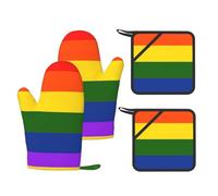 Gants réutilisables résistants à la chaleur Motif drapeau arc-en-ciel