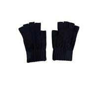 Gants Sans Doigts Chauds Fingerless Gloves, Winter Warm Knitted Half-Finger For Work, Running, Cycling, Driving, Unisex, Casual Ribbed Cuff Design(Black)