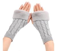 Gants Sans Doigts Demi Doigt Femme Mitaine Thermique Hiver Extensible Gants Tricotés Mitaines Chauds d'Hivers Chauffe-poignets en Gants Thermiques avec Trou pour le Pouce