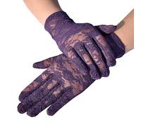 Gants sans doigts en dentelle pour femme - Protection solaire - Brodés - Pour fille - Soirée - Mariage - Bal de fin d'année - Mariée - Poignet - Longue dentelle - Gants, lilas, taille unique