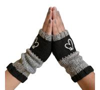 Gants sans doigts en tricot, mitaines d'extérieur avec broderie en forme de cœur et confection combinée, mitaines en tissu ouvert par les doigts, pour randonnée, moto, déplacements activités