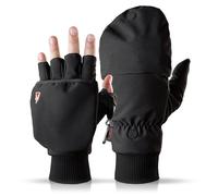 Gants sans doigts et mitaines Heat 2 en combinaison, gants d'hiver chauds contre le vent et le froid en hiver - Gants de sport, gants de vélo pour femmes, hommes, noir, Petit