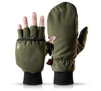 Gants sans doigts et mitaines Heat 2 en combinaison, gants d'hiver chauds contre le vent et le froid en hiver - Gants de sport, gants de vélo pour femmes, hommes - Vert, 7, Petit
