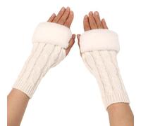 Gants Sans Doigts Femme Mitaine Thermique Hiver Extensible Tricotés Chauds Chauffe-poignets Avec Trou Pour le Pouce