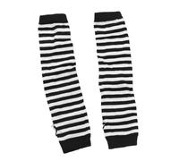 Gants Sans Doigts Gants chauds à manches longues for femmes, 2 paires, mitaines de coude tricotées rayures sans doigts, bras chauffant élastique for l'extérieur, hiver Pour L'Hiver(White black)