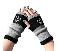 Gants sans doigts pour femme | Mitaine anti-vent avec broderie cœur et union | Manchons en tissu pour cyclisme, conduite, camping, moto, randonnée