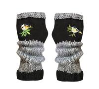 Gants sans doigts pour femme - Moufles tricotées à motif d'oiseau,Gants chauds avec doigts découpés | Pour adultes femmes types d'équitation costume cosplay travail froid d'hiver, Noir, verwijzen naar