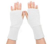 Gants sans doigts pour femmes, peluche mignon chauffe bras femme Peluche Chaude Gants gants chauds les qui travaillent à l'intérieur à l'extérieur apprendre à écrire dactylographier conduire (Blanc)