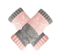 Gants Sans Doigts Tricotés | Broderie De Chat Pour Articles Chauffants | Gants Chauds À Doigts Ouverts | Pour Femmes, Filles, Adolescents, Trajet Quotidien, Activités En Plein Air, Shopping, Voyage, E
