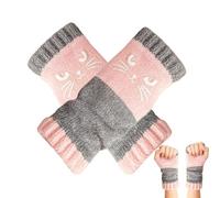 Gants Sans Doigts Tricotés Pour L'Hiver - Broderie Chat Stylée Accessoires Chauffants | Gants Décontractés D'Hiver - Pour Filles Femmes Adolescents Déplacement Quotidien Shopping Voyage Marche