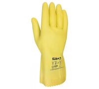 Gants sans support en latex floqué léger jaune - sachet de 12 paires - T10 JUBA