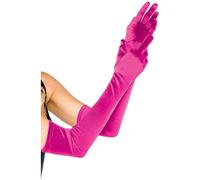 Gants Satin rose fushia Long