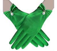 Gants Satin Stretch pour femme Longs Élégants Mariage Soirée(Green Uniform Size)