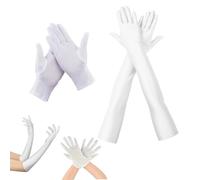 Gants Satinés Élégants pour Femmes - 2 Paires de Gants Longs et Courts en Satin pour Soirée, Mariage, Gala, 54cm Longs et 21cm Courts, Accessoire de Mode Intemporel