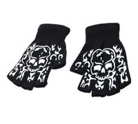 Gants Squelette Chauds Thermiques Demi-Doigt Doublure Chaude d'hiver Vêtements À Main Élégants pour Halloween Gants De Sport De Plein Air