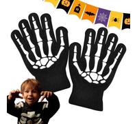 Gants Squelette Déguisement Halloween Mitaines Chaudes Accessoires | Gants Cyclisme Motif Squelette Pour De 5 À 12 Ans Garçons Filles Cyclisme Ski Plein Air