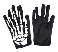 Gants squelette d'Halloween courts et longs avec imprimé os - Moufles pour fête - Accessoires de costume pour femme et homme - Gants squelette noirs pour adultes, Court., taille unique