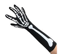 Gants Squelette Mitaines Chaudes À Doigts Complets pour Halloween Cosplay Party Et Usage Quotidien Taille Unique pour La Plupart des Adultes Halloween Gants Squelette Noirs Femmes Hommes Hommes Longs