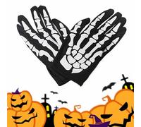 Gants Squelettes d'Halloween, Halloween Squelette Gants, pour Soirées à Thème pour Carnaval Halloween Cosplay, pour Femmes et Hommes, Noir