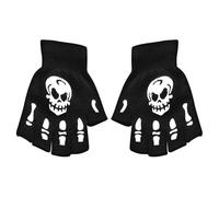 Gants squelettes | Gants sans Doigts | Glow in The Dark Halloween Dance Costume Cycling Design | Matière de Coton en Nylon Chaud pour Les Adultes Adultes Cosplay fête