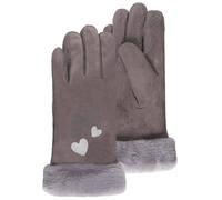 Gants tactiles, chauds, doublés imitation fourrure gris 10/12A