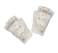 Gants Tactiles Demi-Doigt avec Décors D'étoiles Fourrure De Lapin Douce Courts pour Étudiantes Vêtements Quotidiens d'hiver pour Filles