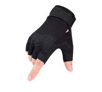 Gants Tactiques Demi-Doigts Hommes Femmes Gants sans Doigts Antidérapants pour Sports De Plein Air Cyclisme Moto Randonnée Escalade Camping Chasse Course À Pied,Noir,L