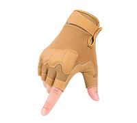 Gants Tactiques Demi-Doigts Hommes Femmes Gants sans Doigts Antidérapants pour Sports De Plein Air Cyclisme Moto Randonnée Escalade Camping Chasse Course À Pied,Sand,M