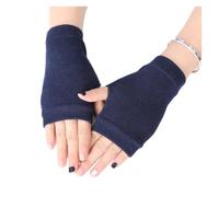 Gants thermiques 1 paire de gants mi-doigts avec trous for les pouces, chauffe-poignets, mitaines extensibles couleur unie, tricotés chauds sans doigts unisexes Hiver(Blue)