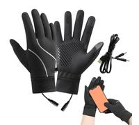 Gants Thermiques Chaudes Tactiles Poignets Extensibles Bande Réfléchissante | Gants Chauffants Électriques d'Hiver Femme Homme Scooter Moto Vélo Conduite Course Running Pêche Camping