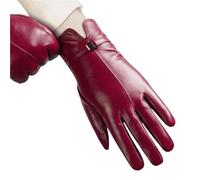 Gants Thermiques d'hiver Gants D'hiver En Cuir Pelucheux For Femmes, Écran Tactile, Chauds, For Cyclisme Plein Air, Affaires Temps Froid(Rot,Large)