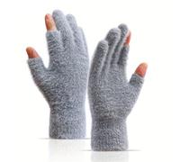 Gants Thermiques Sans Doigts 2pair Women's Winter Warm Fingerless Gloves For Writing And Touch Screen Use Casual Outings(Grey)