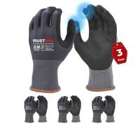Gants Travail Mustbau N1705 Ecran Tactile | Nitrile Anti-Abrasion Ventile Respirant - Taille M Lot 3 Paires