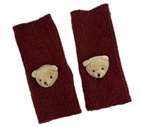 Gants Tricotés Anti-UV pour La Protection Demi-Doigts Manchettes Femmes avec Ours en Peluche Mitaines Chaudes Manches Longues Femmes Tricotés Unisexes d'hiver Ours en Peluche