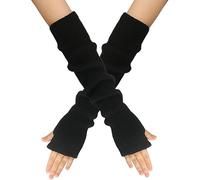 Gants tricotés d'hiver pour femmes, filles, gants sans doigts extensibles pour femmes et filles, gants longs en tricot doux, chauffe-pouls sans doigts, mitaines gants de sport