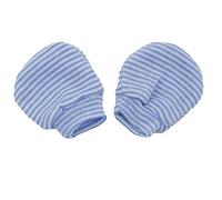Gants tricotés en coton pour nouveau-né garçon sans rayures Bleu
