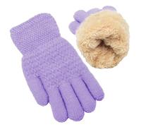 Gants Tricotés en Laine pour Enfants 5-10 ans Garçons Filles Les Gants d’hiver Chauds à Double Couche Thermique Moufles Chaud Plein-doigts Mitaines Extensibles Magiques pour Cyclisme Ski Snowboard