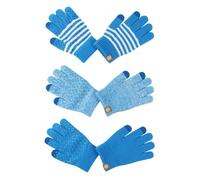 Gants tricotés enfants tactile - 3 paires, antidérapants, chauds - Bleu - Convient pour garçons/filles 6-7 ans