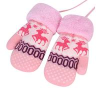 Gants Tricotés Epais Moufles Hiver Chauffant Mitaines Plein-doigts Doublure Peluche Thermique Gants Extérieur Sport Gloves Ski Snowboard Camping Ecole pour Enfant Garçon Fille