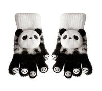 Gants tricotés - Moufles douces et chaudes sur le thème des pandas, chauffe-mains tricotés avec motif animal mignon, équipement thermique en crochet, idéal pour l'école, le cyclisme et les sorties en